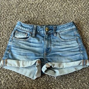 Denim Blue Women's Shorts American Eagle High Rise